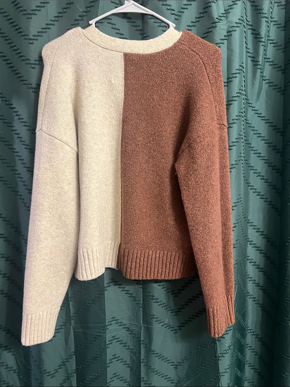Abercrombie & Fitch Two-Tone Cardigan Sweater - Cream & Brown - Picture 3 of 3